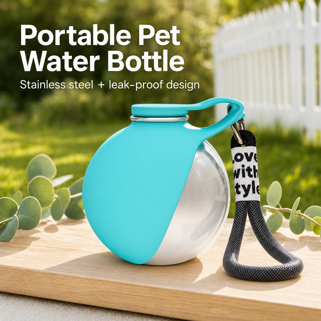 2-in-1 Pet Water Bottle With Bowl